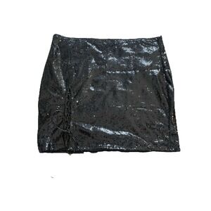 Women's black sequin mini skirt - XL